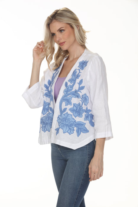 Johnny Was White Henrik Embroidered Linen Bolero J44926-2
