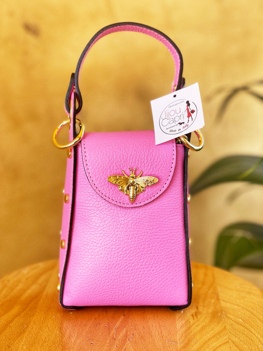 Jijou Capri Barbie Pink Bumblebee Leather Cellphone Case Bag NEW