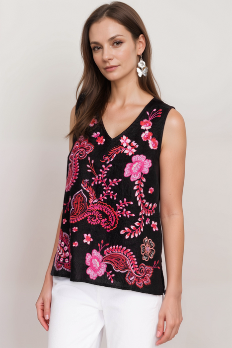 Johnny Was J15424 Button-back Linen Tank Top