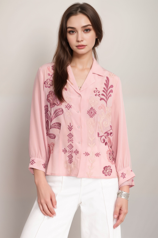 Johnny Was W13424 Vintage Cropped Shirt