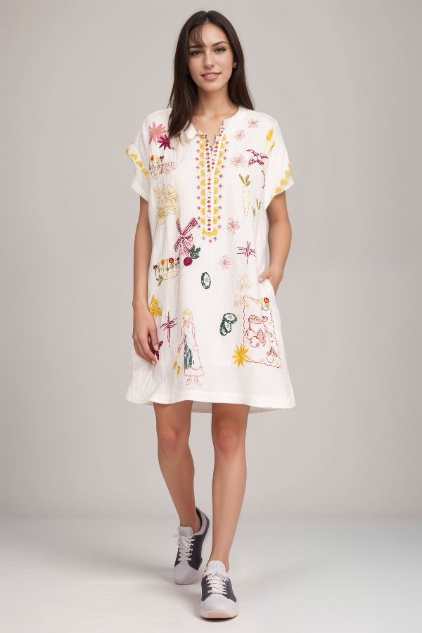 Mishti Embroidered Shift Dress | Johnny Was — AfterRetail