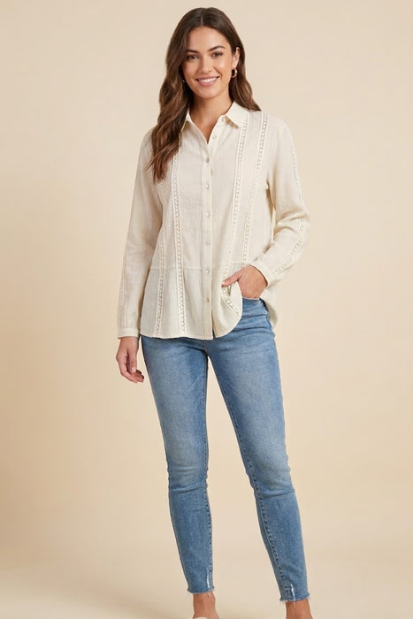 Johnny Was Calme Hi Low Flounce Hem Tunic Top O21061 *