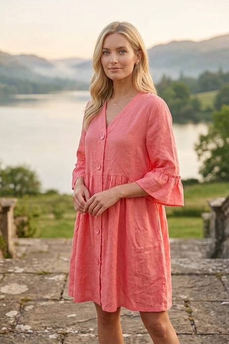 Johnny Was Calme Linen Button-Down Mini Dress O31112 *