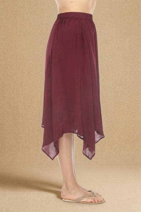 Johnny Was Calme Red Silky Handkerchief Midi Skirt O71005