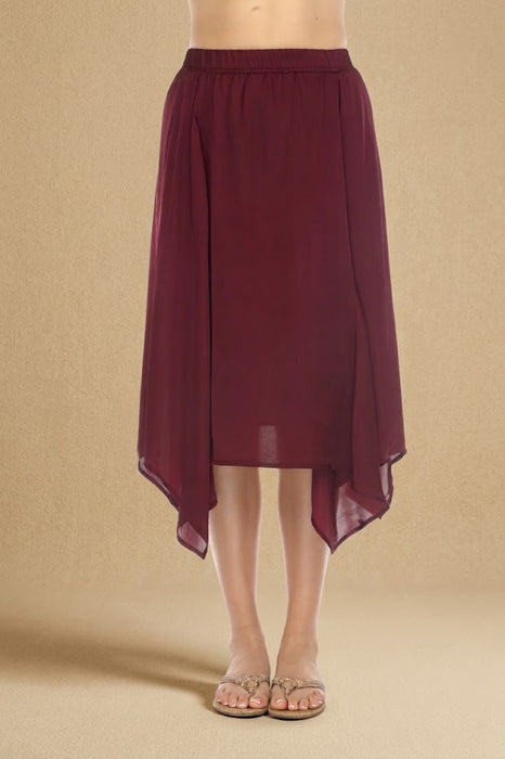 Johnny Was Calme Red Silky Handkerchief Midi Skirt O71005