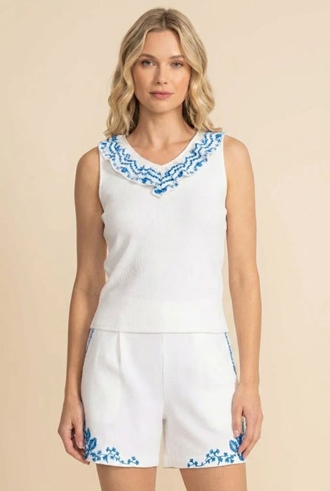 Johnny Was Daria Mixed Media Flutter Tank J13925-5
