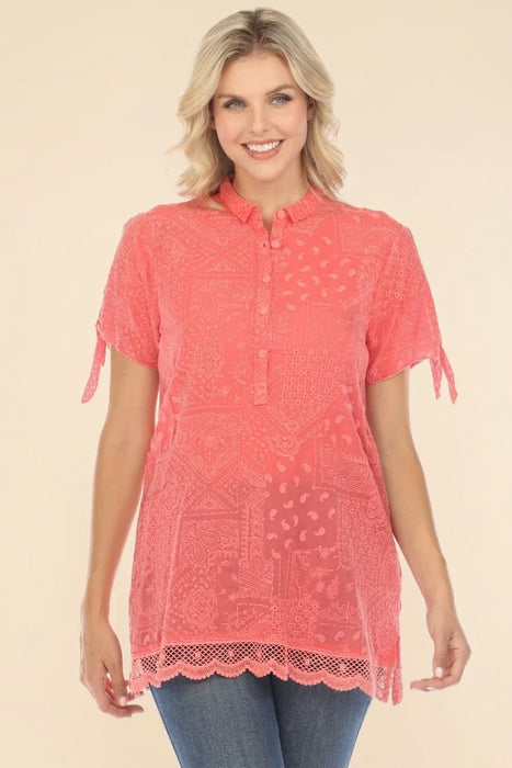 Johnny Was Harmonee Rahwa Embroidered Tunic Top Boho Chic C20924 *
