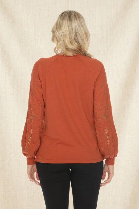 Johnny Was JWLA Raglan Bishop Sleeve Tee Cotton J17024-8 *
