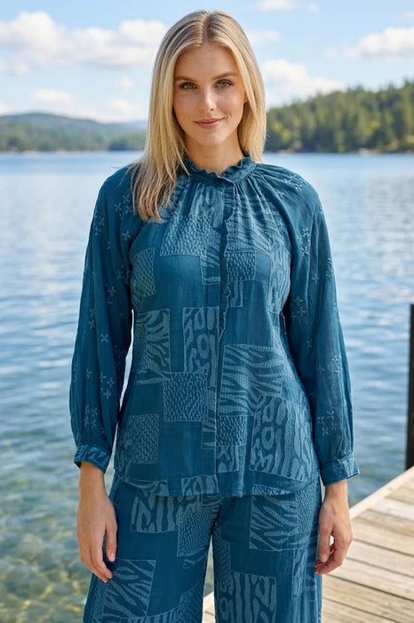 Johnny Was Molli Embroidered Button-Down Blouse C19924-O