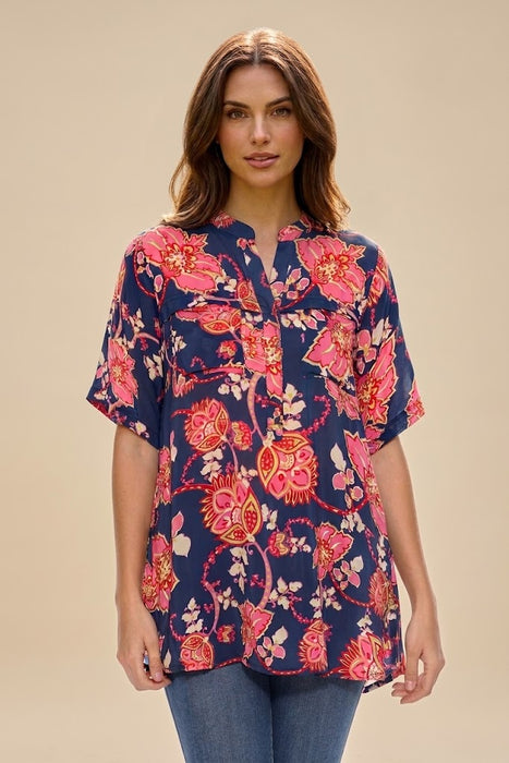 Johnny Was Montreux Printed Floral Blouse JW5524