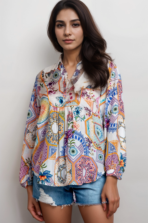 Johnny Was Waterloo Wheel Aliana Blouse C11624A2