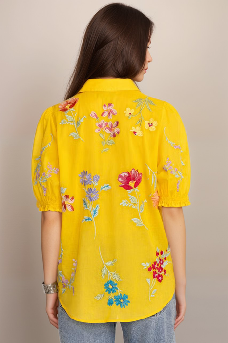 Johnny Was Workshop Evangeline Smocked Lisbon Shirt W18624-3S