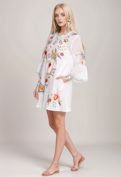 Johnny Was W34124 Joele Ruffle Sleeve Dress