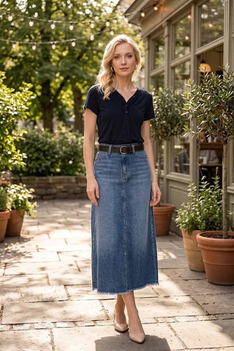 Johnny Was Vienna Denim Midi Skirt JW4010NB19