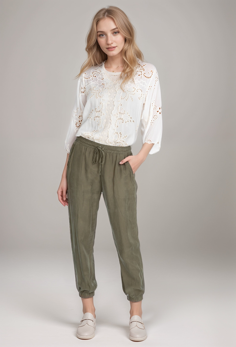 Johnny Was Style R65120 Black Alice Cropped Jogger Pants Boho Chic