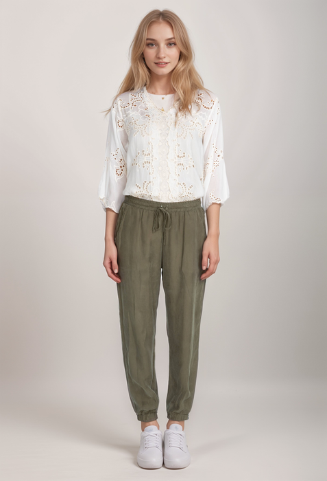 Johnny Was Style R65120 Black Alice Cropped Jogger Pants Boho Chic