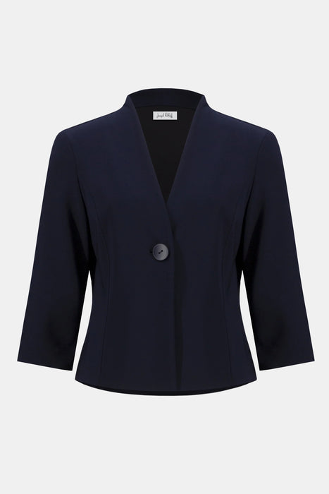 Joseph Ribkoff Midnight Blue Silky Knit V-Neck Fitted Jacket 261173