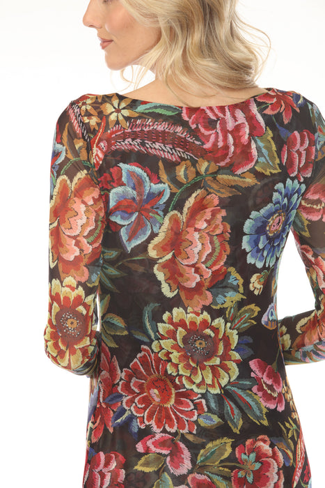 Johnny Was Jade Antiqua Flower Maldova Mesh Midi Dress L31224-8K