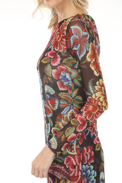 Johnny Was Jade Antiqua Flower Maldova Mesh Midi Dress L31224-8K