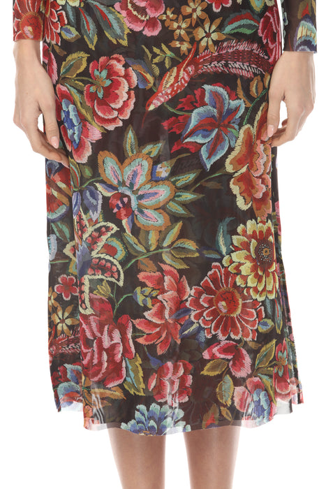 Johnny Was Jade Antiqua Flower Maldova Mesh Midi Dress L31224-8K