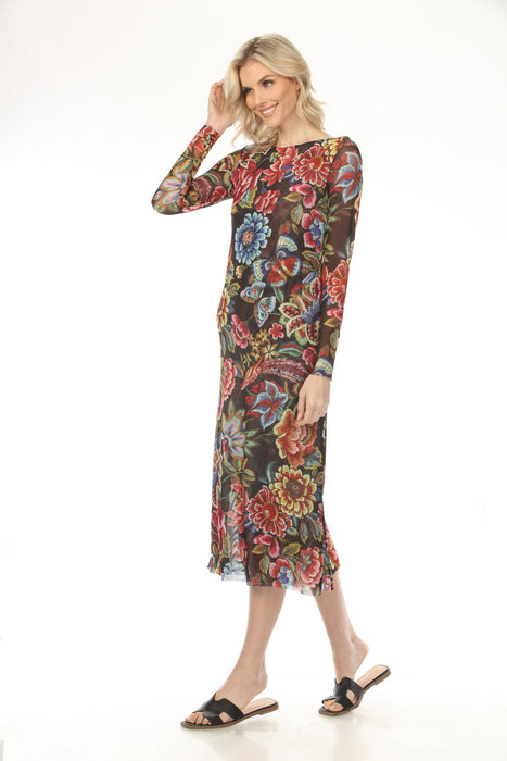 Johnny Was Jade Antiqua Flower Maldova Mesh Midi Dress L31224-8K