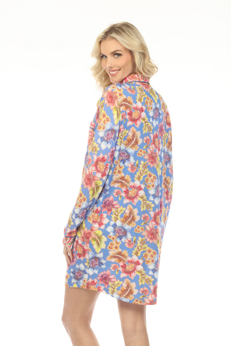 Johnny Was Raglan Floral Sleeve Sleep Shirt MS0223