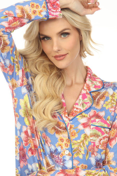 Johnny Was Raglan Floral Sleeve Sleep Shirt MS0223