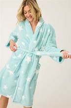 PJ Salvage Light Mint Let's Get Cozy Star Print Robe RUCOR