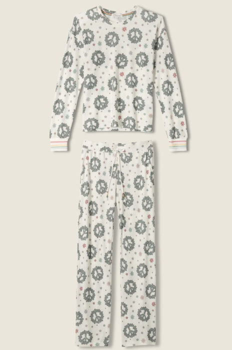 PJ Salvage Ivory Joy to the World Waffle Thermal PJ Set RQJWST2
