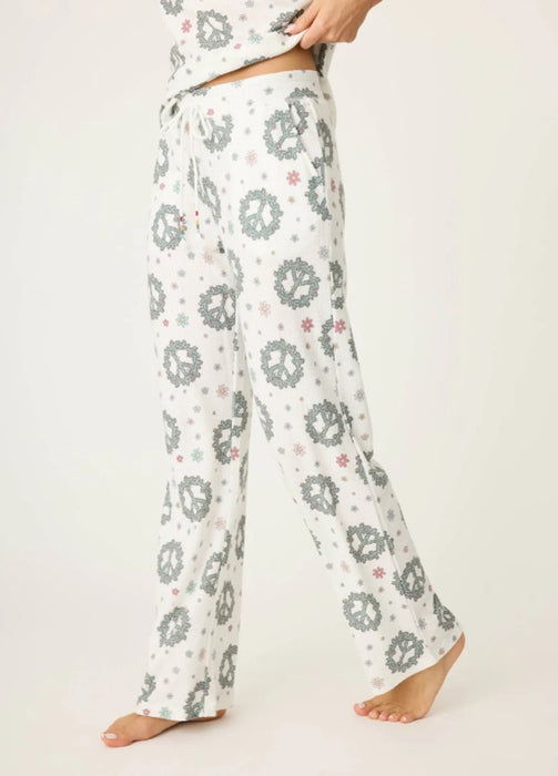 PJ Salvage Ivory Joy to the World Waffle Thermal PJ Set RQJWST2