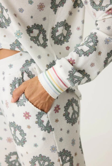 PJ Salvage Ivory Joy to the World Waffle Thermal PJ Set RQJWST2