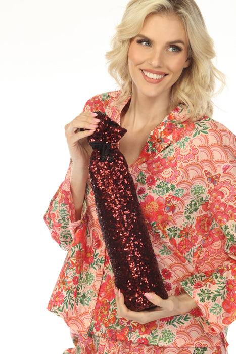 Johnny Was Burgundy Holiday Sequin Wine Tote RH8622AO