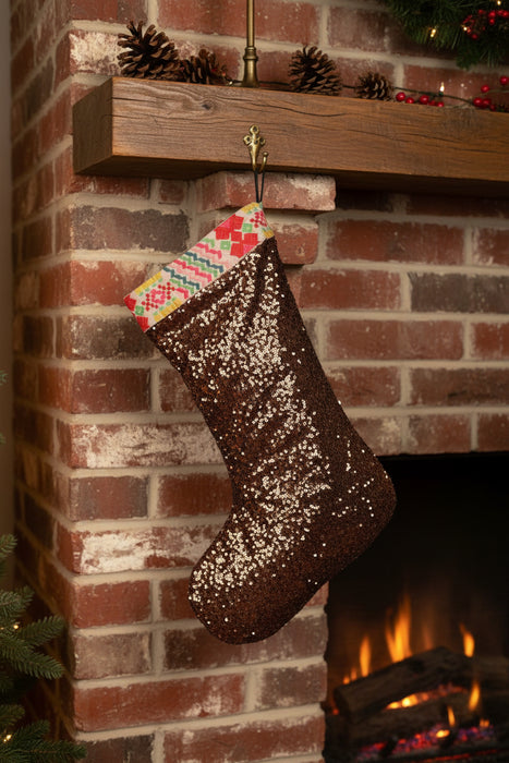 Johnny Was Gold Holiday Sequin Stocking RH8722BO