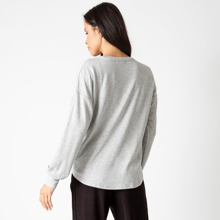 PJ Salvage Heather Grey  Long Sleeve Short Essentials Pj Set RIESLS/RIESS