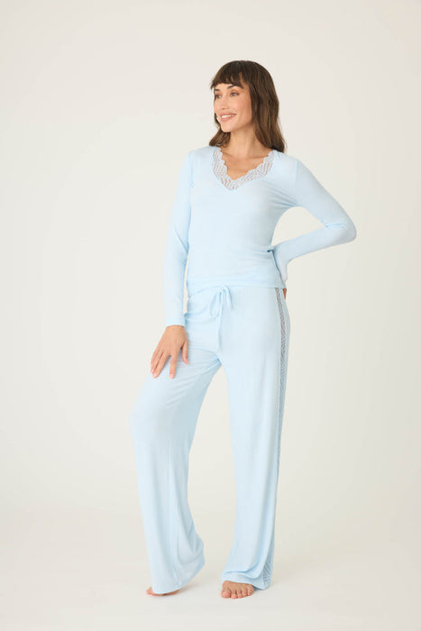 PJ Salvage Blue Haze Lacey Basics Long Pajama Set RILBLS/RILBP