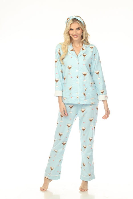 PJ Salvage Ice Blue Espresso Martini Flannel Pajama Set RP8FLPJ