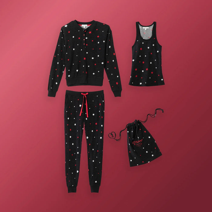 PJ Salvage Black Women's Winter Pajama 4-piece Gift Set RQWGST1