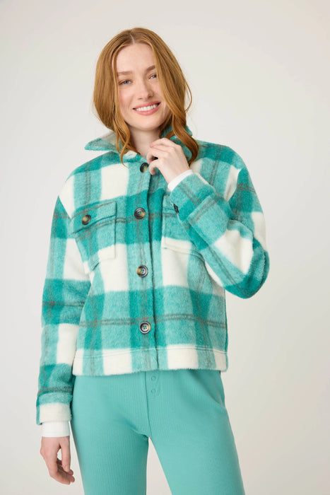 PJ Salvage Cozy Plaid Jade Button Up Jacket RRCPJ