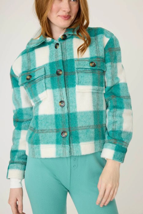 PJ Salvage Cozy Plaid Jade Button Up Jacket RRCPJ