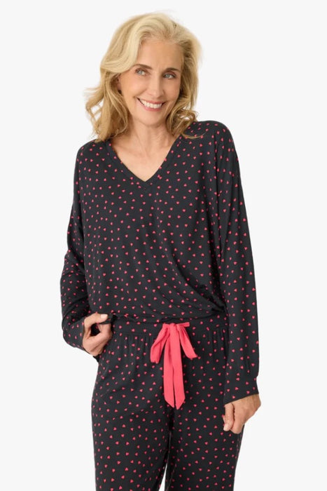 PJ Salvage Black Sweet Dreams Long Sleeve Pajama Top RRSDLS