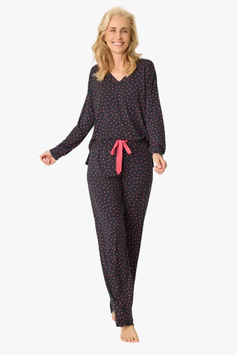 PJ Salvage Black Sweet Dreams Long Sleeve Pajama Top RRSDLS