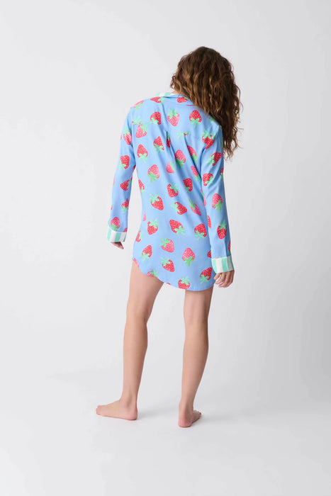 PJ Salvage Bright Blue Farmer's Market Strawberry Nightshirt RSFMNS
