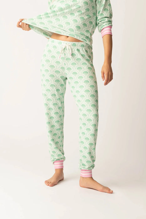 PJ Salvage Spring Green Peachy Party Courtside Long Sleeve Top Set RSPPLS/RSPPP2