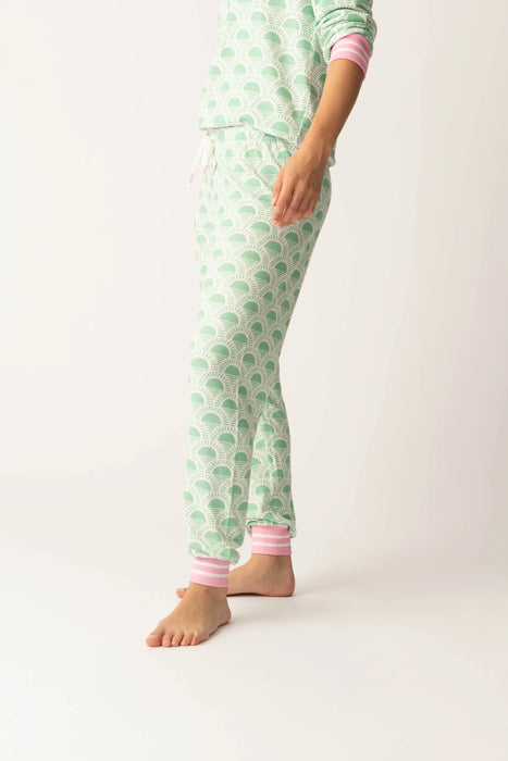 PJ Salvage Spring Green Peachy Party Courtside Long Sleeve Top Set RSPPLS/RSPPP2