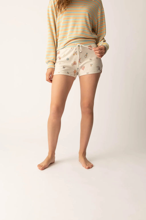 PJ Salvage Light Oatmeal Sunshine On My Mind Emoji-Fun Shorts RSSMS2