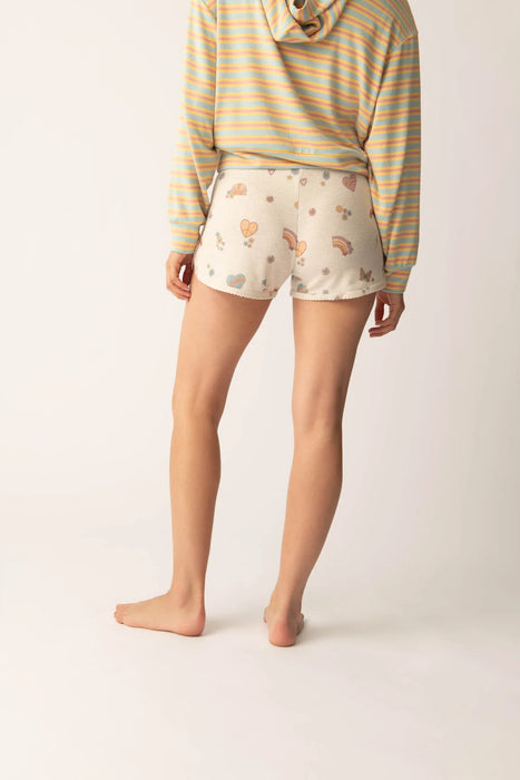 PJ Salvage Light Oatmeal Sunshine On My Mind Emoji-Fun Shorts RSSMS2