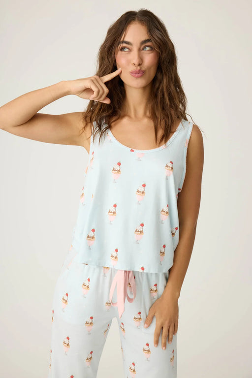 PJ Salvage Blue Mist Sundae Best Ice Cream Print Tank Top RTSUTK