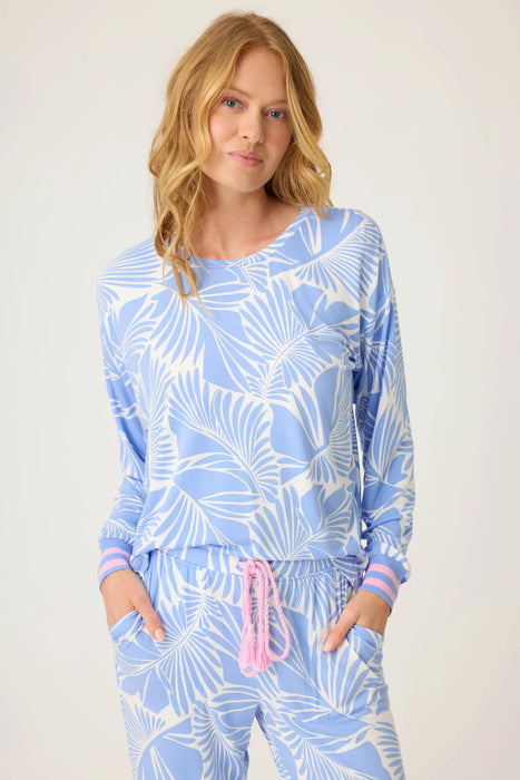 PJ Salvage Deep Blue Bayside Dreams Tropical Print Long Sleeve Top Set RUBDLS/RUBDP2