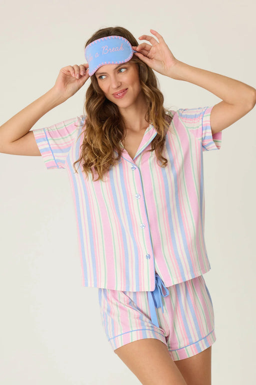 PJ Salvage Bayside Dreams 3-Piece Striped PJ Short Set RUBDPJ