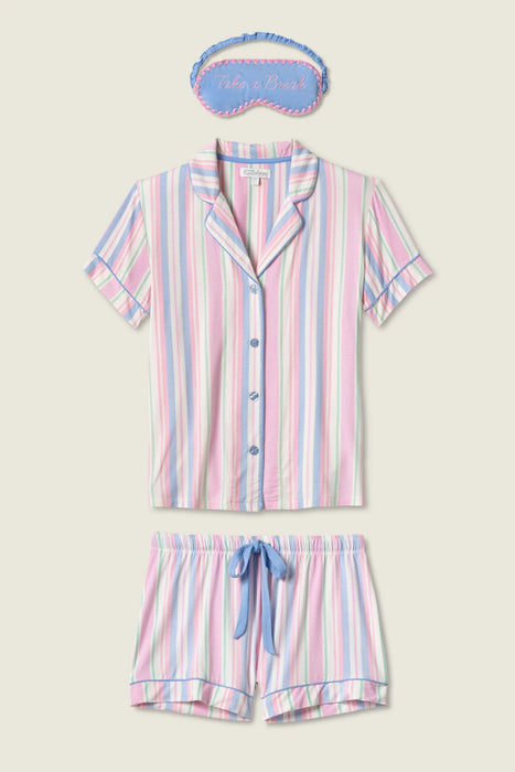 PJ Salvage Bayside Dreams 3-Piece Striped PJ Short Set RUBDPJ